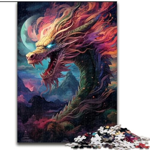 Puzzle 1000 Teile Chinesischer Drache, anspruchsvolles Denkspiel für Teenager, perfekt als Heimdekoration oder Geschenk (Größe: 26x38cm) von NBDSOYEWO