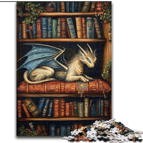 Puzzle 1000 Teile Drache auf dem Bücherregal, anspruchsvolles Denkspiel für Teenager, perfekt als Heimdekoration oder Geschenk, 50x75cm Puzzle 1000 Teile Drache auf dem Bücherregal, anspruchsvolles Denkspiel für Teenager, perfekt als Heimdekoration oder Geschenk, 50x75cm von NBDSOYEWO