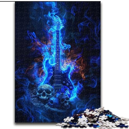 Puzzle 1000 Teile Flammengitarren-Puzzle, anspruchsvolles Denkspiel für Teenager, perfekt als Heimdekoration oder Geschenk (Größe: 26x38cm) von NBDSOYEWO