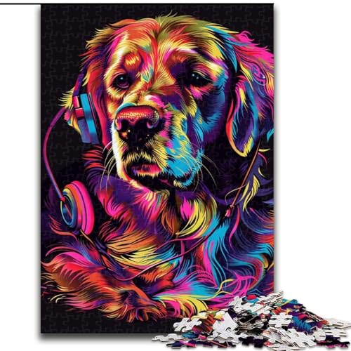 Puzzle 1000 Teile Golden Retriever mit Kopfhörern aus Holz, lustiges Geschenk und Beschäftigung für Zuhause, 50x75cm, anspruchsvolles Denkspiel – entspannendes Spielzeug für Teenager Puzzle 1000 Teile Golden Retriever mit Kopfhörern aus Holz, lustiges Geschenk und Beschäftigung für Zuhause, 50x75cm, anspruchsvolles Denkspiel – entspannendes Spielzeug für Teenager von NBDSOYEWO