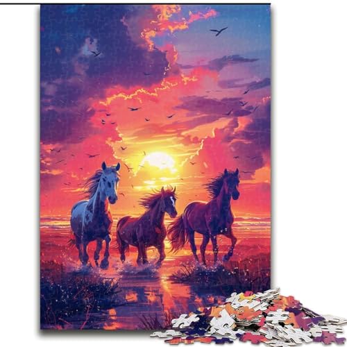 Puzzle 1000 Teile Pferde bei Sonnenuntergang aus Holz, lustiges Geschenk und Beschäftigung für Zuhause, 50x75cm, anspruchsvolles Denkspiel – entspannendes Spielzeug für Teenager Puzzle 1000 Teile Pferde bei Sonnenuntergang aus Holz, lustiges Geschenk und Beschäftigung für Zuhause, 50x75cm, anspruchsvolles Denkspiel – entspannendes Spielzeug für Teenager von NBDSOYEWO