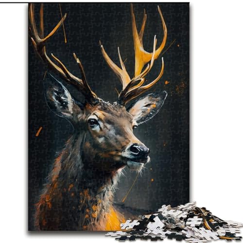 Puzzle 1000 Teile Tierhirsch aus Holz, lustiges Geschenk & Beschäftigung für Zuhause 50x75cm Anspruchsvolles Denkspiel - Entspannendes Spielzeug für Teenager von NBDSOYEWO