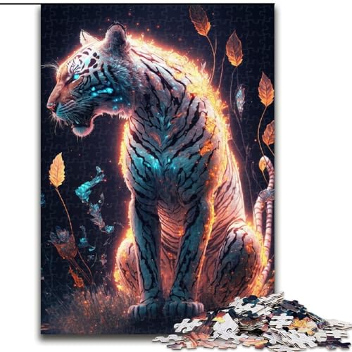 Puzzle 1000 Teile Tiger aus Holz, Heimaktivität für Feiertage, Geburtstage und Familienspieleabende, 50x75cm, spannende Familienspieleabendaktivität von NBDSOYEWO