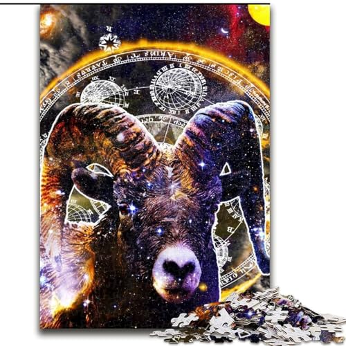 Puzzle 1000 Teile Widder-Wandkunst aus Holz, perfekte Dekoration für Zuhause oder das Büro, 50x75cm, Weihnachten oder Geburtstage von NBDSOYEWO