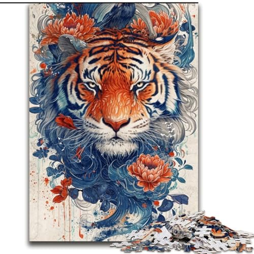 Puzzle 1000 Teile für Erwachsene, Aquarellkunst-Tiger aus Holz, lustiges Geschenk und Beschäftigung für Zuhause, 50x75cm, für Heimdekoration, Gehirntraining Puzzle 1000 Teile für Erwachsene, Aquarellkunst-Tiger aus Holz, lustiges Geschenk und Beschäftigung für Zuhause, 50x75cm, für Heimdekoration, Gehirntraining von NBDSOYEWO