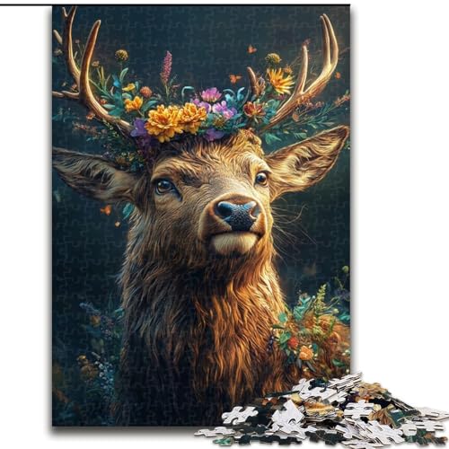 Puzzle 1000 Teile für Erwachsene, Blumen, Hirsche, Stressabbau, schwierige Herausforderung, Wichtelgeschenke für Kinder ab 14 Jahren (Größe 50x75cm) von NBDSOYEWO