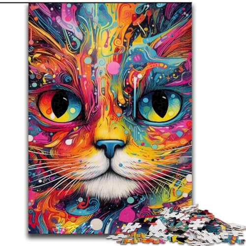Puzzle 1000 Teile für Erwachsene, Bunte Tierkatze aus Holz, für Teenager ab 14 Jahren, Heimdekoration 50x75cm, für Teenager und Familienspaß Puzzle 1000 Teile für Erwachsene, Bunte Tierkatze aus Holz, für Teenager ab 14 Jahren, Heimdekoration 50x75cm, für Teenager und Familienspaß von NBDSOYEWO