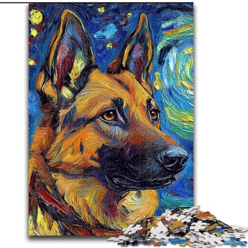 Puzzle 1000 Teile für Erwachsene, Deutscher Schäferhund, Nachthimmel, aus Holz, perfektes Weihnachts- und Neujahrsgeschenk, Feiertagsgeschenk, 50x75cm, spannende Aktivität für den Familienspielabend Puzzle 1000 Teile für Erwachsene, Deutscher Schäferhund, Nachthimmel, aus Holz, perfektes Weihnachts- und Neujahrsgeschenk, Feiertagsgeschenk, 50x75cm, spannende Aktivität für den Familienspielabend von NBDSOYEWO