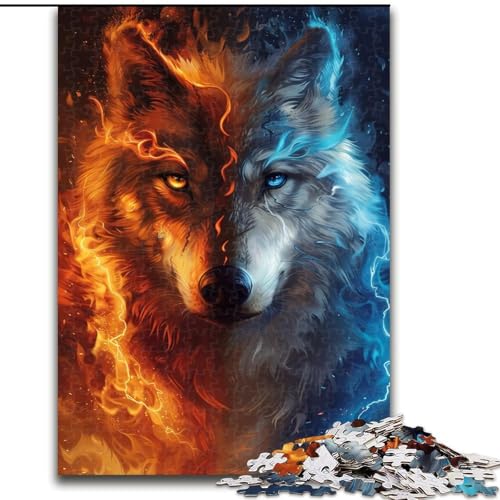Puzzle 1000 Teile für Erwachsene, EIS- und Feuerwolf, aus Holz, EIN tolles Geschenk für Familienspaß, 50x75cm, Lernspielzeug für Teenager, Heimbüro-Dekor Puzzle 1000 Teile für Erwachsene, EIS- und Feuerwolf, aus Holz, EIN tolles Geschenk für Familienspaß, 50x75cm, Lernspielzeug für Teenager, Heimbüro-Dekor von NBDSOYEWO