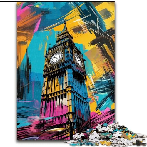 Puzzle 1000 Teile für Erwachsene, Graffiti Big Ben, aus Holz, einzigartige DIY-Geschenkidee zur Heimdekoration, 50x75cm, für Teenager und Familienspaß Puzzle 1000 Teile für Erwachsene, Graffiti Big Ben, aus Holz, einzigartige DIY-Geschenkidee zur Heimdekoration, 50x75cm, für Teenager und Familienspaß von NBDSOYEWO