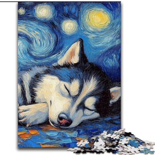 Puzzle 1000 Teile für Erwachsene, Husky-Nachthimmel, aus Holz, perfekte DIY-Kunstdekoration oder Geburtstagsgeschenk, 50x75cm, für Geburtstage, Feiertage und besondere Anlässe Puzzle 1000 Teile für Erwachsene, Husky-Nachthimmel, aus Holz, perfekte DIY-Kunstdekoration oder Geburtstagsgeschenk, 50x75cm, für Geburtstage, Feiertage und besondere Anlässe von NBDSOYEWO