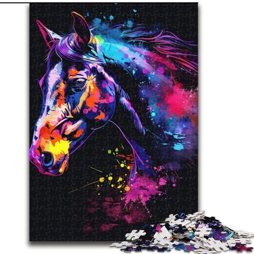 Puzzle 1000 Teile für Erwachsene, Pferd, Aquarell, aus Holz, für Teenager ab 14 Jahren, Heimdekoration, 50x75cm, für Teenager und Familienspaß Puzzle 1000 Teile für Erwachsene, Pferd, Aquarell, aus Holz, für Teenager ab 14 Jahren, Heimdekoration, 50x75cm, für Teenager und Familienspaß von NBDSOYEWO