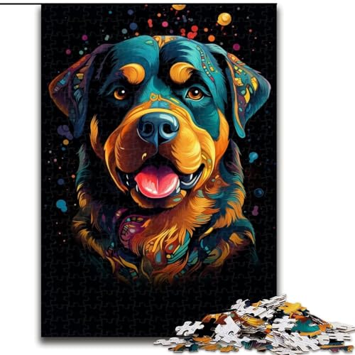 Puzzle 1000 Teile für Erwachsene, Rottweiler, bunt, aus Holz, für Teenager ab 14 Jahren, Heimdekoration, 50x75cm, für Teenager und Familienspaß von NBDSOYEWO