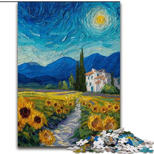 Puzzle 1000 Teile für Erwachsene, Sonnenblumen-Ölgemälde, Puzzle, Familienaktivitätsspiel für Teenager, anspruchsvolles Denkspiel, 50x75cm Puzzle 1000 Teile für Erwachsene, Sonnenblumen-Ölgemälde, Puzzle, Familienaktivitätsspiel für Teenager, anspruchsvolles Denkspiel, 50x75cm von NBDSOYEWO