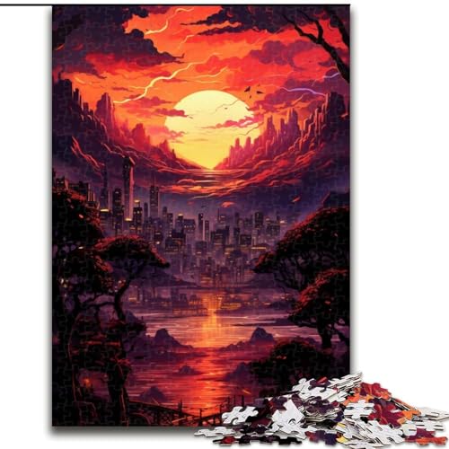 Puzzle 1000 Teile für Erwachsene, Sonnenuntergang über der Stadt mit Bäumen, aus Holz, EIN tolles Geschenk für Familienspaß, 50x75cm, Lernspielzeug für Teenager, Heimbüro-Dekor Puzzle 1000 Teile für Erwachsene, Sonnenuntergang über der Stadt mit Bäumen, aus Holz, EIN tolles Geschenk für Familienspaß, 50x75cm, Lernspielzeug für Teenager, Heimbüro-Dekor von NBDSOYEWO
