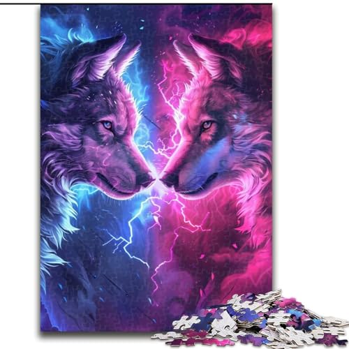 Puzzle 1000 Teile für Erwachsene, Zwei Wölfe in Farbe, aus Holz, mit interaktivem Familienspiel, Kinder ab 14 Jahren, 50x75cm, Geburtstagsparty für Männer und Frauen Puzzle 1000 Teile für Erwachsene, Zwei Wölfe in Farbe, aus Holz, mit interaktivem Familienspiel, Kinder ab 14 Jahren, 50x75cm, Geburtstagsparty für Männer und Frauen von NBDSOYEWO