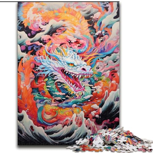 Puzzle 1000 Teile für Erwachsene, japanischer Drache aus Holz, für Teenager ab 14 Jahren, Heimdekoration 50x75cm, für Teenager und Familienspaß Puzzle 1000 Teile für Erwachsene, japanischer Drache aus Holz, für Teenager ab 14 Jahren, Heimdekoration 50x75cm, für Teenager und Familienspaß von NBDSOYEWO