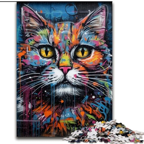 Puzzle 1000 Teile für Erwachsene Graffiti-Kunst-Katze aus Holz, Geschenk für Männer und Frauen, Alltag und besondere Anlässe, 50x75cm, für interaktives Familienspiel Puzzle 1000 Teile für Erwachsene Graffiti-Kunst-Katze aus Holz, Geschenk für Männer und Frauen, Alltag und besondere Anlässe, 50x75cm, für interaktives Familienspiel von NBDSOYEWO