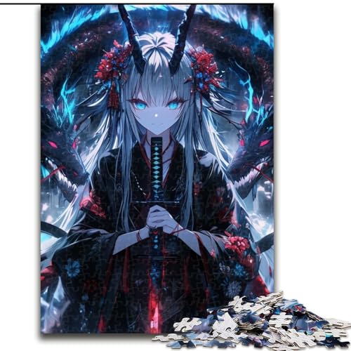 Puzzle 1000 Teile für Teenager, Anime-Mädchen-Drache, für Kinder ab 14 Jahren, Lernspiel, Herausforderung, Spielzeug, Geschenk zum Geburtstag (Größe 26x38cm) von NBDSOYEWO