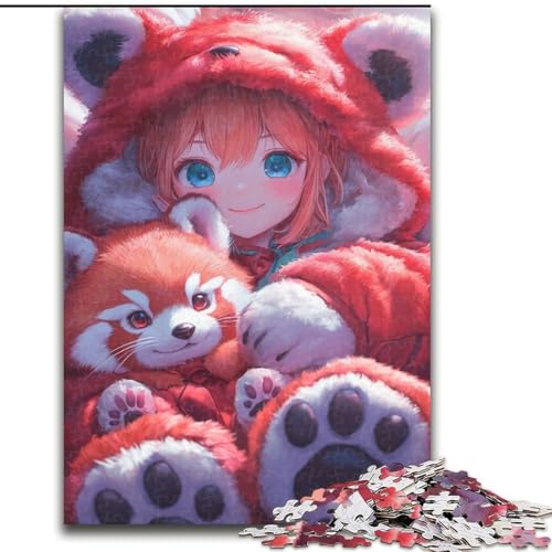 Puzzle 1000 Teile für Teenager, Anime-Puzzle Rotes Panda-Mädchen, Spielzeug, intellektuelles Spiel, fördert die Liebe zwischen Paaren, für Kinder ab 14 Jahren (Größe 26x38cm) von NBDSOYEWO