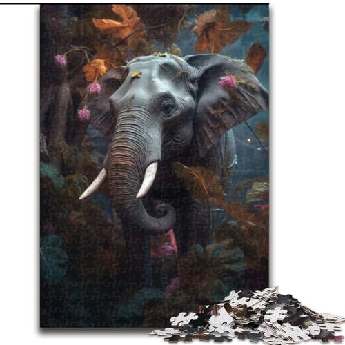 Puzzle 1000 Teile für Teenager, Blumen-Magischer Elefant, Spielzeug-Intellektuelles Spiel, stärkt die Liebe zwischen Paaren, für Kinder ab 14 Jahren (Größe 50x75cm) von NBDSOYEWO