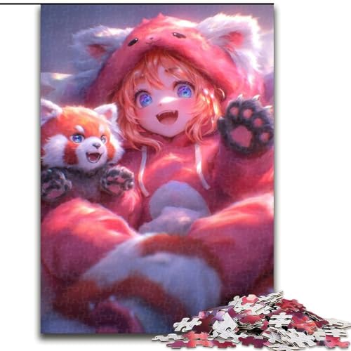 Puzzle 1000 Teile für Teenager, Geschenke, Anime-Puzzle mit rotem Panda-Mädchen, Spielzeug, intellektuelles Spiel, fördert die Liebe zwischen Paaren, für Kinder ab 14 Jahren (Größe 50x75cm) von NBDSOYEWO