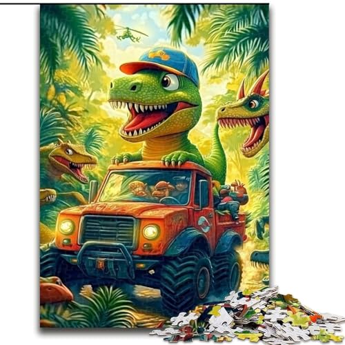 Puzzle 1000 Teile für Teenager, Geschenke, Dinosaurierauto, Spielzeug, intellektuelles Spiel, stärkt die Liebe zwischen Paaren, für Kinder ab 14 Jahren (Größe 50x75cm) von NBDSOYEWO