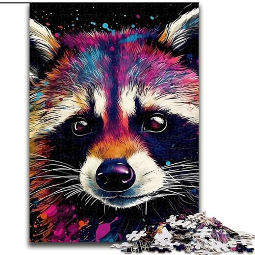 Puzzle 1000 Teile für Teenager, Geschenke, Waschbär, bunt, Spielzeug, Denkspiel, stärkt die Liebe zwischen Paaren, für Kinder ab 14 Jahren (Größe 26x38cm) von NBDSOYEWO