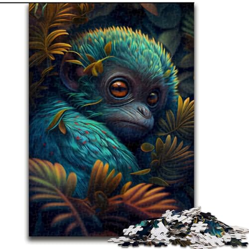 Puzzle 1000 Teile für Teenager, Geschenke, tropischer Alien-AFFE, Cyan, Spielzeug, intellektuelles Spiel, stärkt die Liebe zwischen Paaren, für Kinder ab 14 Jahren (Größe 26x38cm) von NBDSOYEWO
