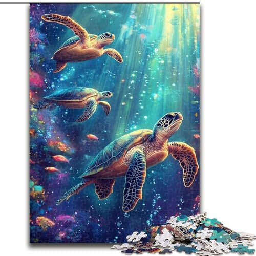 Puzzle 1000 Teile für Teenager, Geschenke Schildkröte auf dem Meeresboden, Spielzeug, intellektuelles Spiel, stärkt die Liebe zwischen Paaren, für Kinder ab 14 Jahren (Größe 26x38cm) von NBDSOYEWO