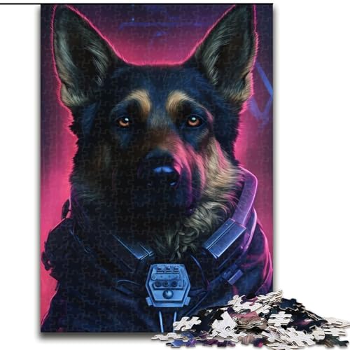 Puzzle 1000 Teile für Teenager, Geschenke zum Thema Deutscher Schäferhund, Spielzeug, intellektuelles Spiel, stärkt die Liebe zwischen Paaren, für Kinder ab 14 Jahren (Größe 50x75cm) von NBDSOYEWO
