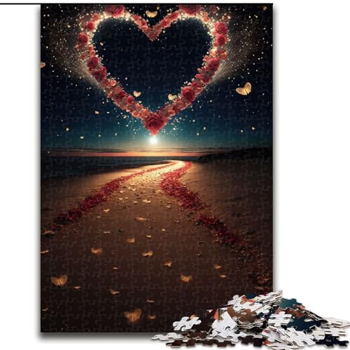 Puzzle 1000 Teile für Teenager, Herz am Strand, für Kinder ab 14 Jahren, Lernspiel, Herausforderung, Spielzeug, Geschenk zum Geburtstag (Größe 50x75cm) von NBDSOYEWO