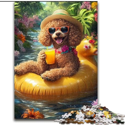 Puzzle 1000 Teile für Teenager, Hund, schwimmender Pudel, geeignet für Kinder ab 14 Jahren, Wohndeko-Angebot als Geschenk für die ganze Familie (Größe 26x38cm) von NBDSOYEWO