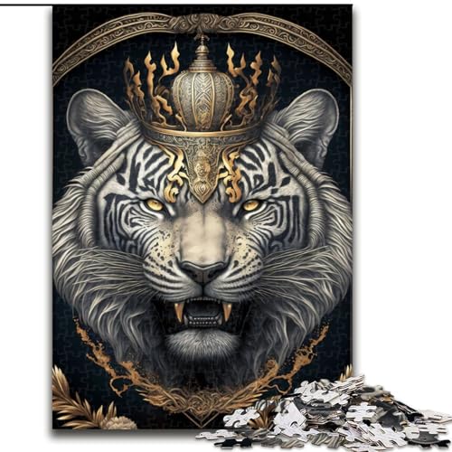 Puzzle 1000 Teile für Teenager, King Tiger Golden Art Deco, Spielzeug, Denkspiel, stärkt die Liebe zwischen Paaren, für Kinder ab 14 Jahren (Größe 26x38cm) von NBDSOYEWO