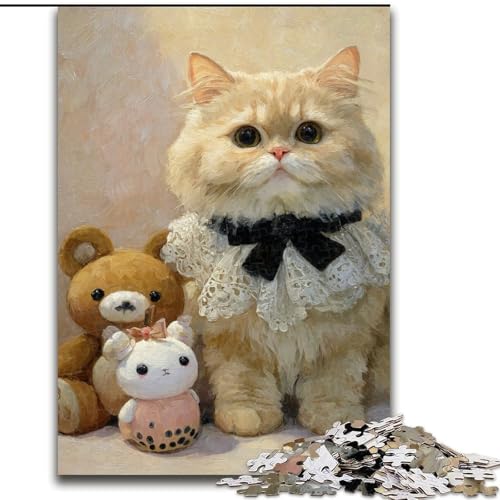 Puzzle 1000 Teile für Teenager, Kunstkatze, für Kinder ab 14 Jahren, Lernspiel, Herausforderung, Spielzeug, Geschenk zum Geburtstag (Größe 50x75cm) von NBDSOYEWO