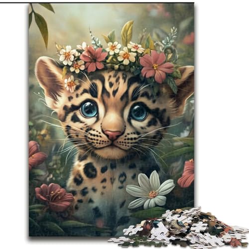 Puzzle 1000 Teile für Teenager, Leopardenjunges, für Kinder ab 14 Jahren, Lernspiel, Herausforderung, Spielzeug, Geschenk zum Geburtstag (Größe 50x75cm) von NBDSOYEWO