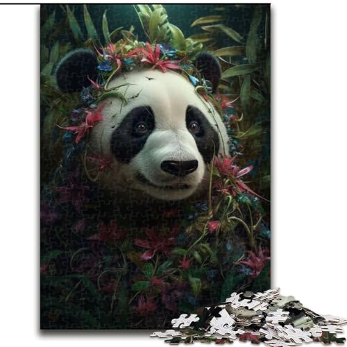 Puzzle 1000 Teile für Teenager, Panda, Blumen, Pflanzen, Magie, für Kinder ab 14 Jahren, Lernspiel, Herausforderung, Spielzeug, Geschenk zum Geburtstag (Größe 50x75cm) von NBDSOYEWO