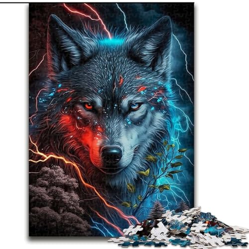 Puzzle 1000 Teile für Teenager, Red Eye Wolf, Spielzeug, Denkspiel, stärkt die Liebe zwischen Paaren, für Kinder ab 14 Jahren (Größe 26x38cm) von NBDSOYEWO