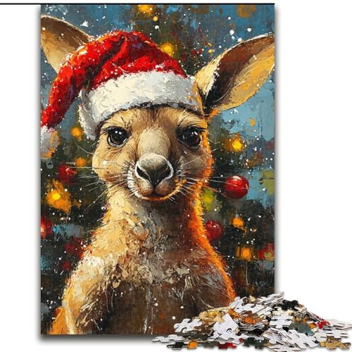 Puzzle 1000 Teile für Teenager, Weihnachtskänguru, Spielzeug, intellektuelles Spiel, stärkt die Liebe zwischen Paaren, für Kinder ab 14 Jahren (Größe 50x75cm) von NBDSOYEWO