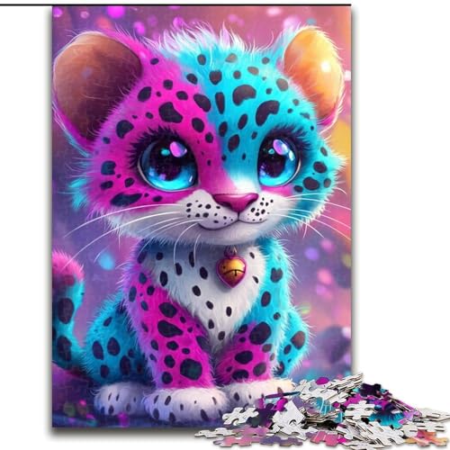 Puzzle 1000 Teile für Teenager, bunter Leopard, für Kinder ab 14 Jahren, Lernspiel, Herausforderung, Spielzeug, Geschenk zum Geburtstag (Größe 26x38cm) von NBDSOYEWO
