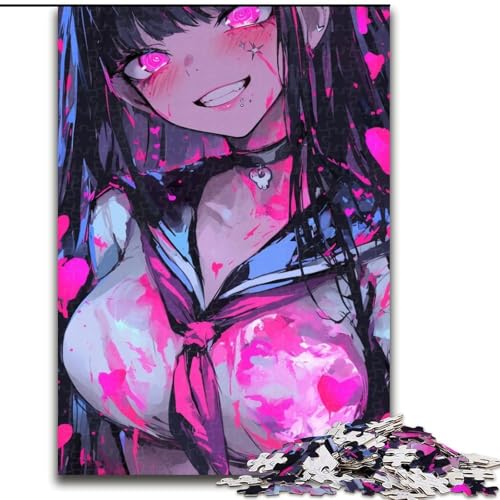Puzzle für Erwachsene, 1000 Anime-Dämonenmädchen, Familienspiel zum Stressabbau, schwierige Herausforderung, stärkt die Liebe zwischen Paaren (Größe 26x38cm) von NBDSOYEWO