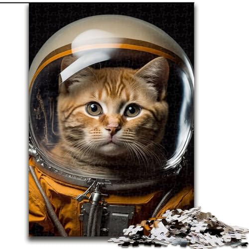 Puzzle für Erwachsene, 1000 Astronautenkatzen, Familienspiel zum Stressabbau, schwierige Herausforderung, stärkt die Liebe zwischen Paaren (Größe 26x38cm) von NBDSOYEWO