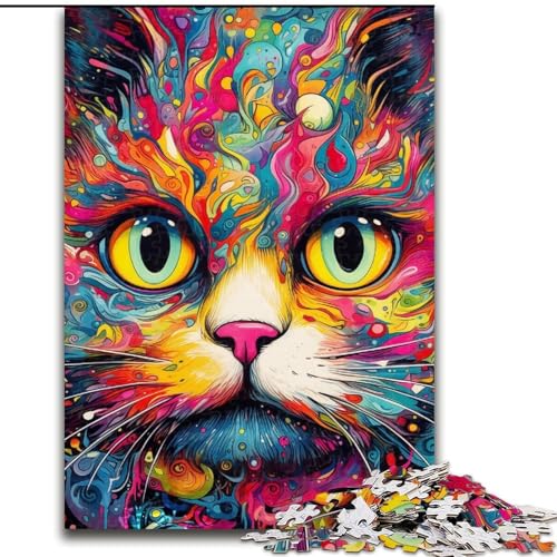 Puzzle für Erwachsene, 1000 Bunte Tierkatzen aus Holz, für Jugendliche ab 14 Jahren, Heimdekoration, 50x75cm, als Geburtstags-, Urlaubs-, Weihnachts Puzzle für Erwachsene, 1000 Bunte Tierkatzen aus Holz, für Jugendliche ab 14 Jahren, Heimdekoration, 50x75cm, als Geburtstags-, Urlaubs-, Weihnachts von NBDSOYEWO