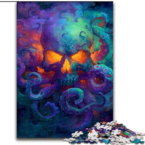 Puzzle für Erwachsene, 1000 Skelett-Oktopus, Familienspiel zum Stressabbau, schwierige Herausforderung, stärkt die Liebe zwischen Paaren (Größe 26x38cm) von NBDSOYEWO