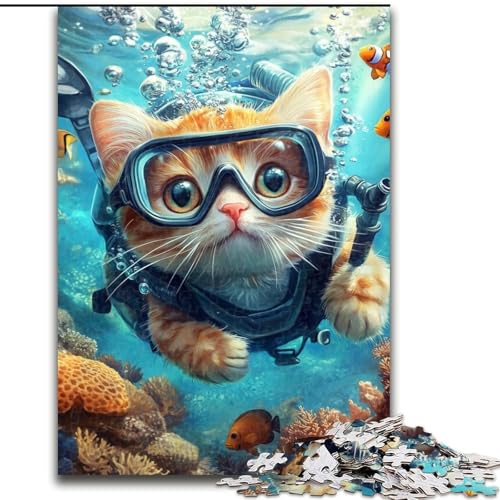 Puzzle für Erwachsene, 1000 Taucherkatzen, Familienspiel zum Stressabbau, schwierige Herausforderung, stärkt die Liebe zwischen Paaren (Größe 26x38cm) von NBDSOYEWO
