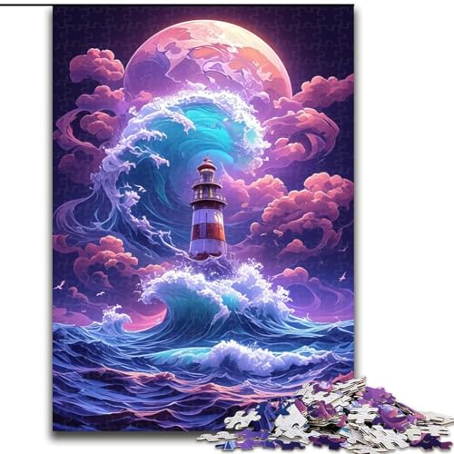 Puzzle für Erwachsene, 1000 Teile, „EIN Leuchtturm in der Brandung“, anspruchsvolles Denkspiel für Teenager, perfekt als Heimdekoration oder Geschenk (Größe: 26x38cm) von NBDSOYEWO