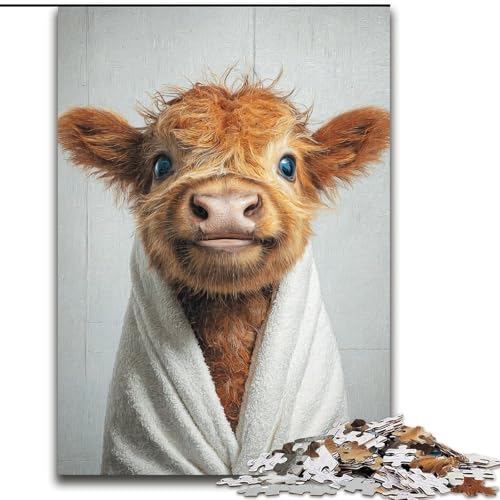 Puzzle für Erwachsene, 1000 Teile, Baby Highland Cow Puzzle, anspruchsvolles Denkspiel für Teenager, Spaß für den Familienspielabend, 50x75cm Puzzle für Erwachsene, 1000 Teile, Baby Highland Cow Puzzle, anspruchsvolles Denkspiel für Teenager, Spaß für den Familienspielabend, 50x75cm von NBDSOYEWO