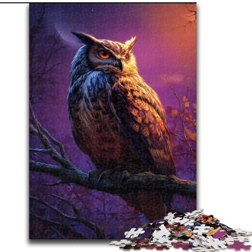Puzzle für Erwachsene, 1000 Teile, Eule auf dem Baum, Dekomprimierendes intellektuelles Lernspielzeug, Geburtstagsgeschenk, Geschenke (Größe 50x75cm) von NBDSOYEWO
