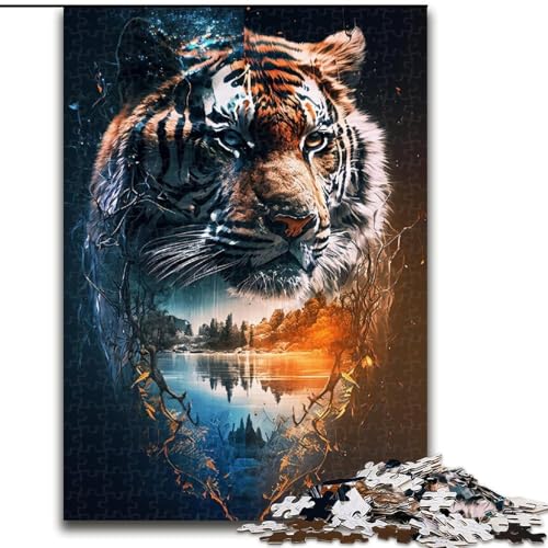 Puzzle für Erwachsene, 1000 Teile, Fantasy-Tiger-Puzzle, anspruchsvolles Denkspiel für Teenager, perfekt als Heimdekoration oder Geschenk (Größe: 26x38cm) von NBDSOYEWO