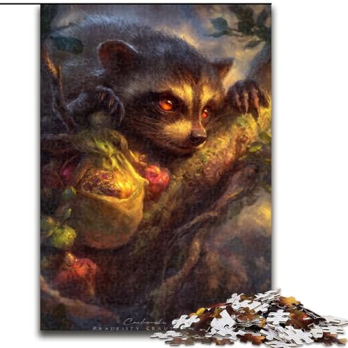 Puzzle für Erwachsene, 1000 Teile, Fantasy-Waschbär, Dekomprimierendes intellektuelles Lernspielzeug, Geburtstagsgeschenk, Geschenke (Größe 50x75cm) von NBDSOYEWO
